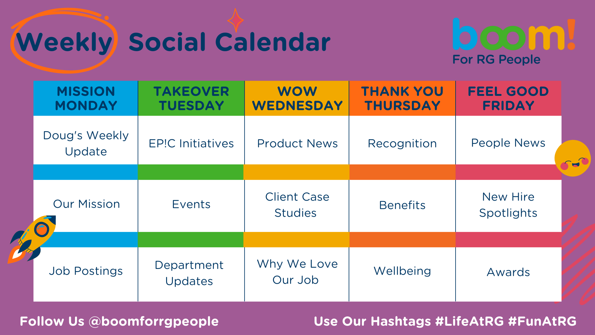 Weekly Social Calendar 